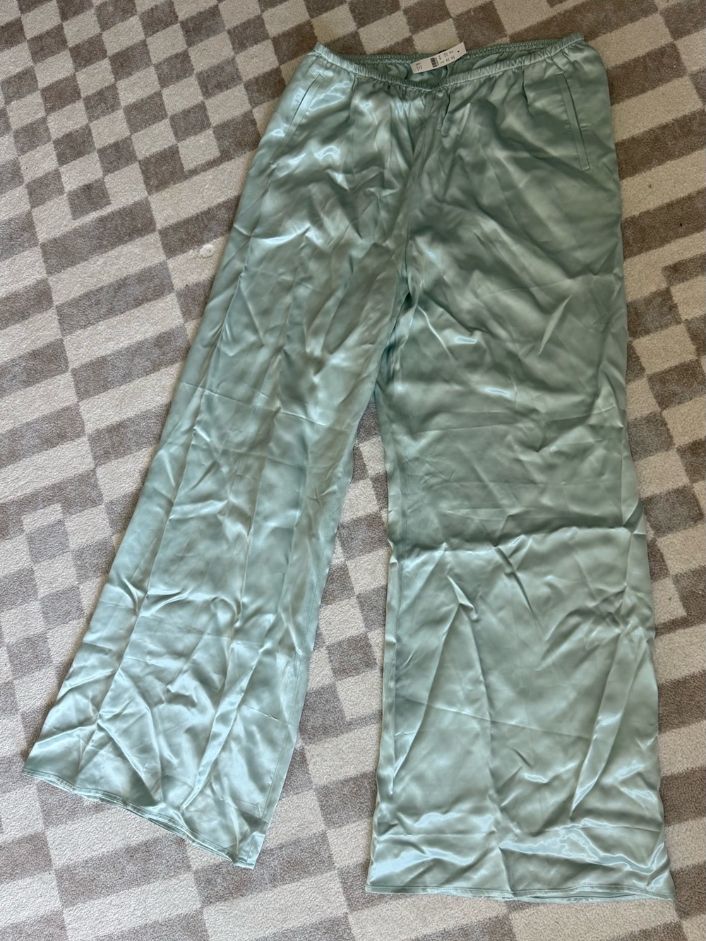 J. Crew Mint Satin Wide-Leg Pants